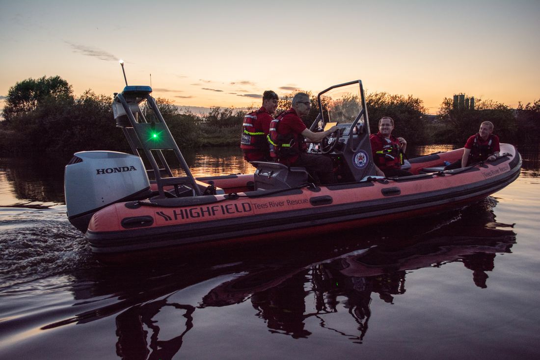 Tees River Rescue boat returning at dusk