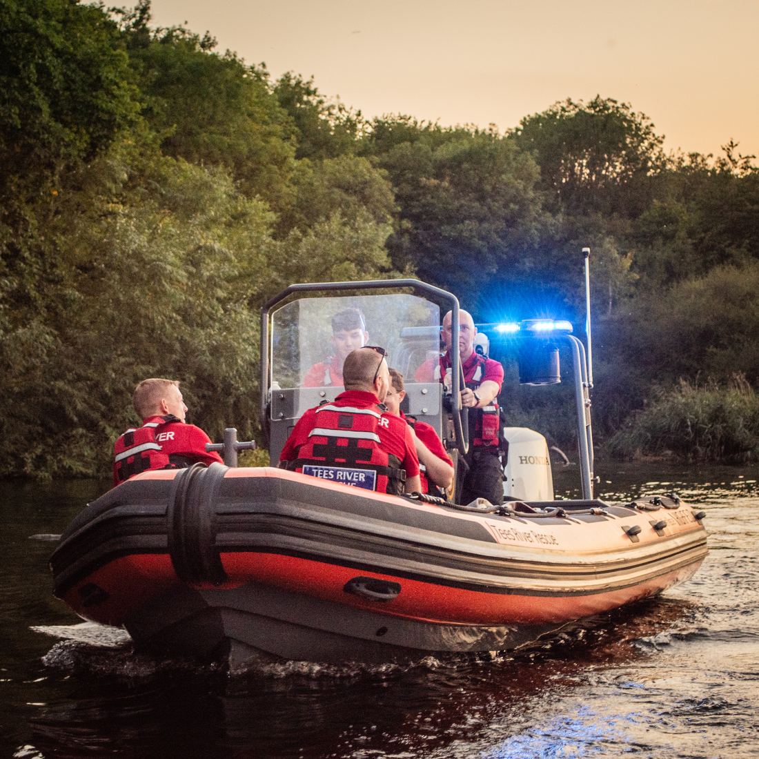 Tees River Rescue boat at dusk